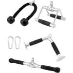 Lat Pulldown Handgrepen Set voor Thuis Fitness | Roeihandgreep, Tricep Touw, V-vormige Bar, 2 Carabiners, Krachttraining Accessoires