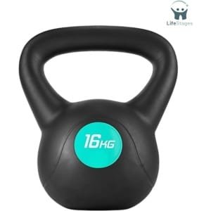 LifeStages - Kettlebell 16 KG - Kettlebell Vinyl Gewicht Voor Fitnessoefeningen En Krachttraining In De Home Gym - Voor Cardiokrachttraining