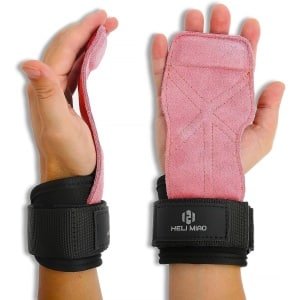 Lifting Straps - Trekhulp Polsbandage - Krachttraining Fitness - Fast Grip Leder - Lichtroze