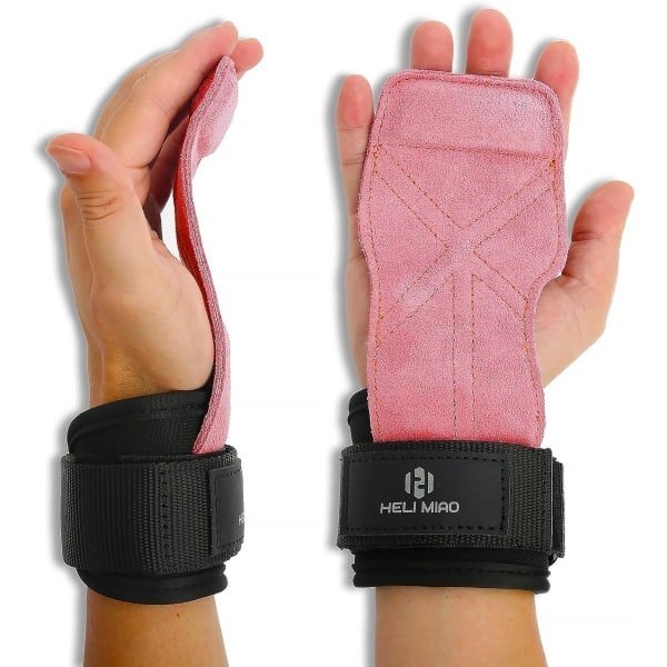 Lifting Straps - Trekhulp Polsbandage - Krachttraining Fitness - Fast Grip Leder - Lichtroze