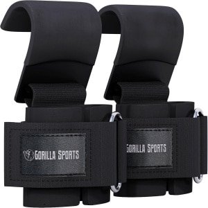Liftingstraps met Haken - Fitness Accessoires - Krachttraining Ondersteuning - Stalen Haken - Universele Maat - Zwart