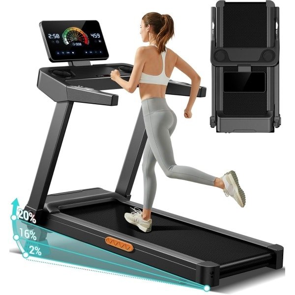 Loopband - Compacte Loopband - Thuis Kantoor Fitness - Verstelbaar Inklapbaar - 175 kg - Zwart