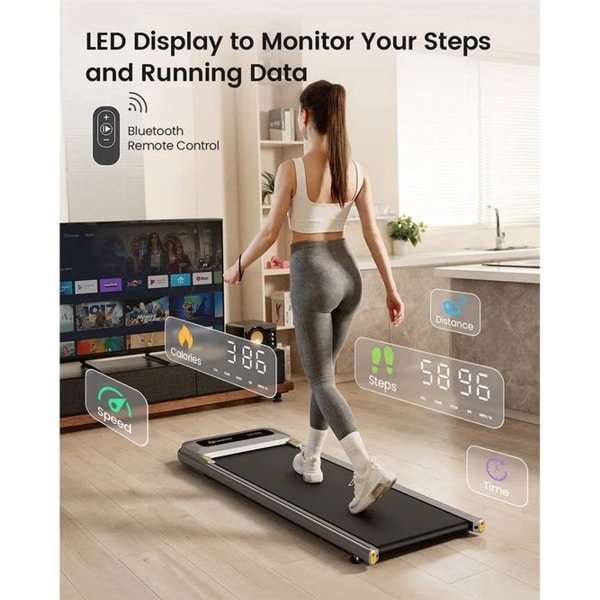 Loopband - Walking Pad - Wandelband - Hardloopband - Loopbanden - 2.5PK - Onder Bureau Loopband - 120kg Belastbaar - Draagbaar - LED Display - Snelheid tot 6 km/u - Voor Thuisgebruik