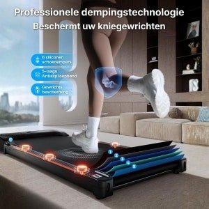 Loopband voor Thuis - Onder Bureau Loopband - Stil & Compact - Tot 12 km/u - Met Afstandsbediening & LED Display - Voor Thuiswerken & Fitness