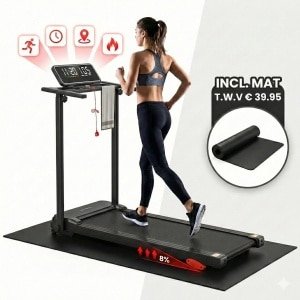 Lux-Motion Elektrische Loopband (1-10 km/u) 009 - Inklapbare Wandelband voor Thuis & Kantoor - Met Bluetooth & FitShow App - Inclusief Gratis Beschermmat (t.w.v. €39,95) - LED Display & Afstandsbediening