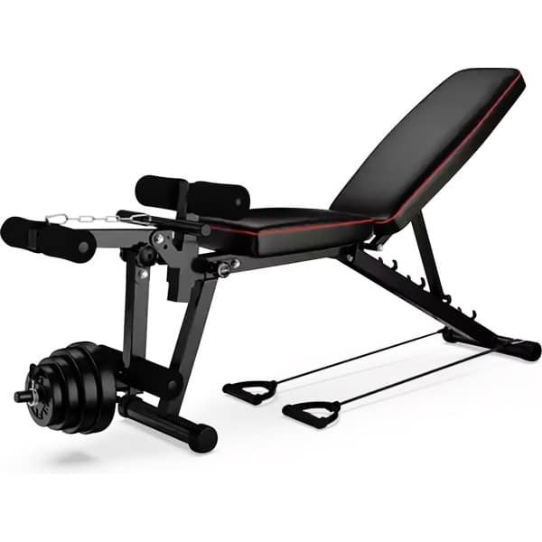 Luxari - Fitnessbank B200 - Verstelbare Halterbank - Met Leg Press - Trainingsbank voor Krachttraining - Inklapbare Sportbank voor Thuis