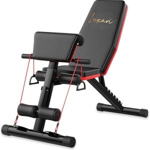 Luxari - Fitnessbank S100 - Verstelbare Halterbank - Met Bicep Extensie - Trainingsbank voor Krachttraining - Inklapbare Sportbank voor Thuis - Fitness