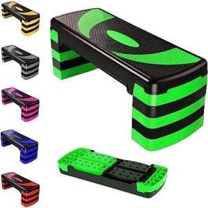 MAXSTRENGTH Aerobic Oefening Stepper 5 Verstelbare Stapniveaus - Geweldig Voor Thuis Gym Fitness Workout Apparatuur, Cardio, Yoga. (Groen)