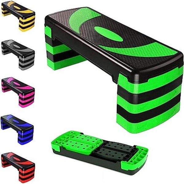 MAXSTRENGTH Aerobic Oefening Stepper 5 Verstelbare Stapniveaus - Geweldig Voor Thuis Gym Fitness Workout Apparatuur, Cardio, Yoga. (Groen)