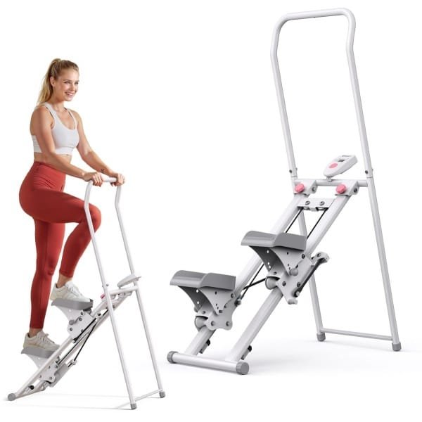 MERACH 2026 Stair Stepper voor thuistraining - revalidatie - draagbare crosstrainer-stepper inklapbaar met 2 weerstandsniveaus - LCD-scherm - verstelbaar antislip-pedalen - vertical climber voor full-body workout - Maximale capaciteit 136KG