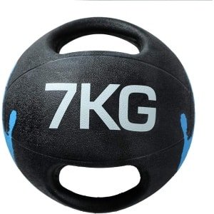 Medicijnbal Dubbel Handvat - Fitness Bal - Krachttraining - Antislip Rubber - 7kg - Zwart
