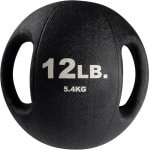 Medicijnbal Hard - Krachtbal Trainingsbal - Spierversterking Krachttraining - Twee Antislip Handgrepen - 5400 Gram - Zwart