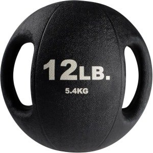 Medicijnbal Hard - Krachtbal Trainingsbal - Spierversterking Krachttraining - Twee Antislip Handgrepen - 5400 Gram - Zwart