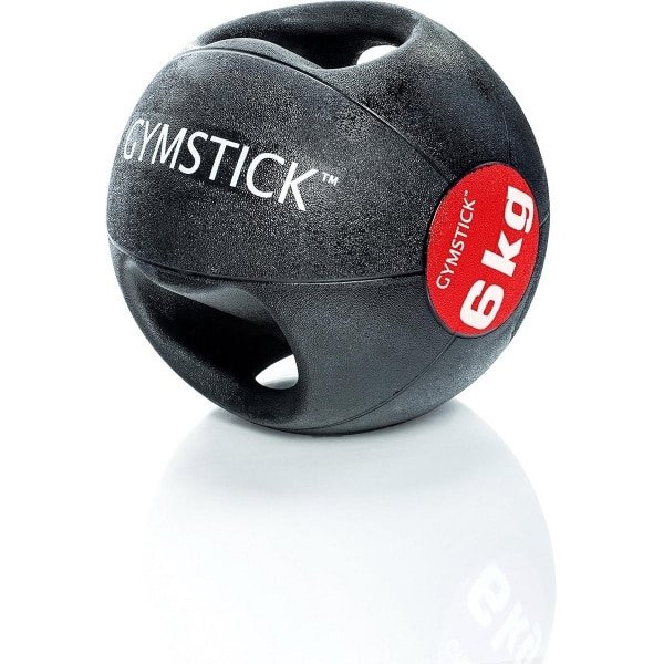 Medicijnbal met handgrepen 6 kg - 25 cm - duurzaam rubber voor krachttraining