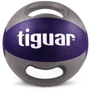Medicijnbal met handgrepen - Trainingsbal Fitnessbal - Krachttraining Revalidatie - Beschermt de vloer - 10 kg - Aubergine