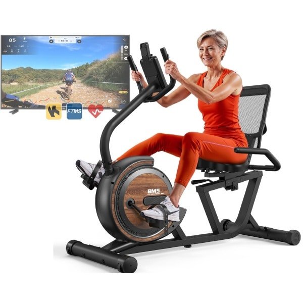 MettleMatic Ligergometer - Ligfiets Hometrainer 150 kg Belastbaar - 16 Weerstandsniveaus - Bluetooth - LCD-Display - Hartslagsensoren