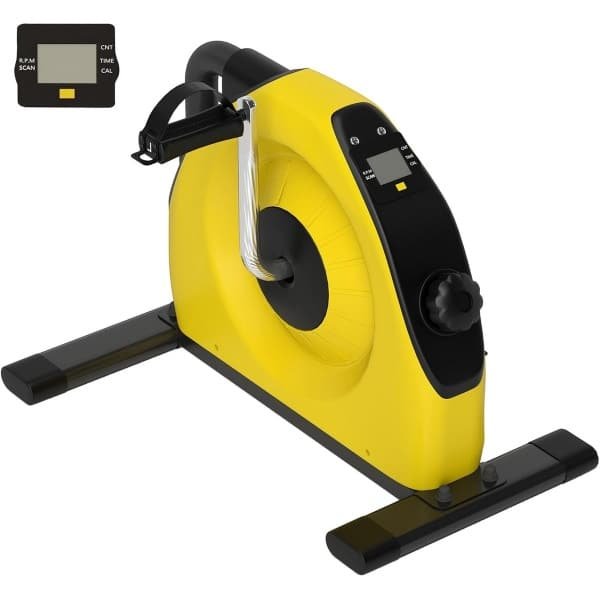 Mini Hometrainer Fiets Oefenfiets voor Zit of Onder Bureau met LCD Display - Geel
