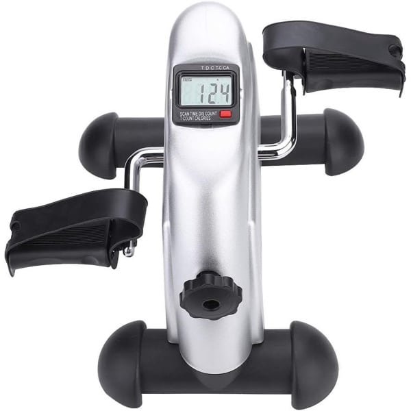 Mini Pedaaltrainer - Indoor Hometrainer - Fitness Thuis - Met Monitor - 41.5x32.5x19.5cm - Grijs
