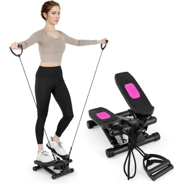 Mini Stepper Fitness - Thuis Trainen Apparaat - Cardio Lichaamstraining - Met Weerstandsbanden - 40 x 31 x 21.5 cm