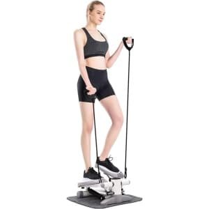Mini Stepper - Fitnessapparaat Thuis - Cardio Training - Met Weerstandsbanden - 39x31.5x21cm - Grijs