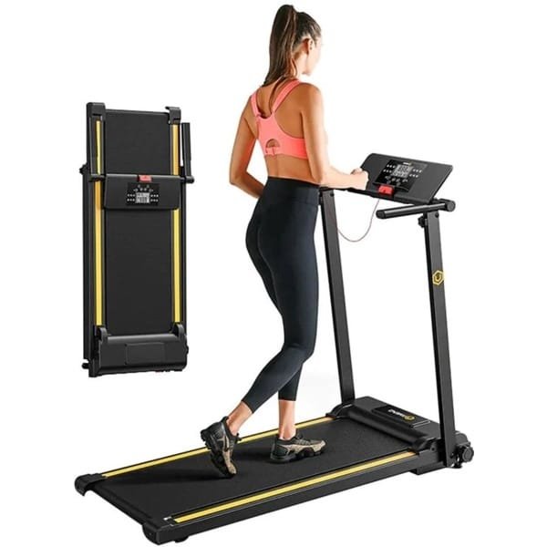 Mini-loopband - Wandelband - Walking Pad - Hardloopband - Loopbanden - Opvouwbare - 2.5PK - 1-10 km/u - Leuning - 105x40cm - met HIIT Programma's - LCD Display - Stille - voor Thuis - Kantoor