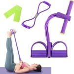 Multifunctionele Fitness Weerstandsband Set met 6 Tubelussen en Pedalen voor Krachttraining