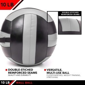 Muur Medicine Ball - Trainingsbal Core - Kracht Cardio - Duurzaam Vinyl - 45 kg - Grijs Zwart