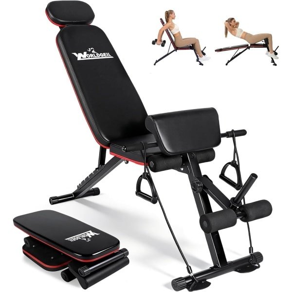 NETTLIFE 7-in-1 Verstelbare Trainingsbank - Inklapbare Fitnessbank voor Thuis - Multifunctionele Halterbank voor Krachttraining