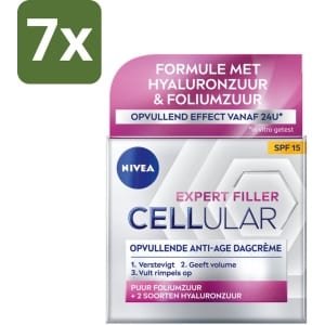 NIVEA - CELLular Expert Filler Dagcrème - Anti-Veroudering Gezichtscrème - SPF 15 - Met Hyaluronzuur, Creatine & Foliumzuur - 50 ml - Bulkverpakking - 7 stuks