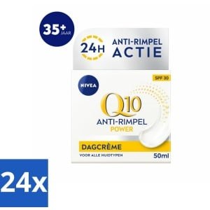 NIVEA - Q10 POWER Dagcrème - Anti-Rimpel Crème - SPF 30 - Voor alle huidtypen - Met Q10 & Creatine - Collageenversterker - 50 ml - Voordeelverpakking - 24 stuks