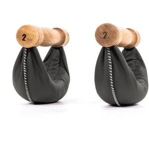 NOHRD Swing Dumbbells Eiken 4kg zwart - Design Hantels met Natuurleer en Eikenhout voor Dynamische Krachttraining