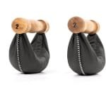 NOHRD Swing Dumbbells Eiken 8kg zwart- Design Hantels met Natuurleer en Eikenhout voor Dynamische Krachttraining