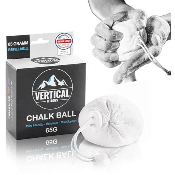 Navulbare Chalkbal voor Klimmen, Boulderen, Turnen, Gewichtheffen en Crossfit - 65 gram
