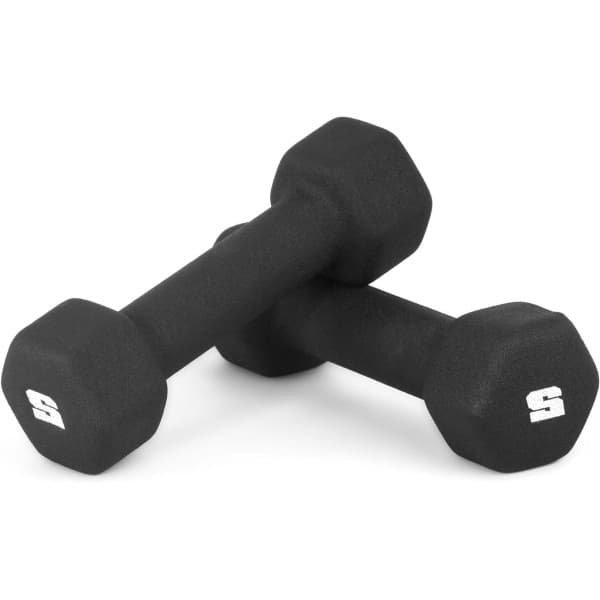 Neopreen Haltergewichten - Dumbbells Paar - Krachttraining Thuis - Zeskantige Kopper Voorkomt Rollen - 2 Pond Per Stuk - Zwart
