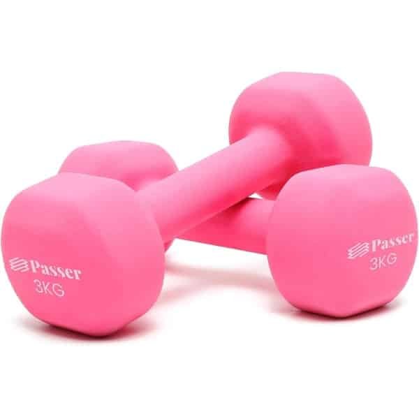 Neopreen Halterset - Korte Halters - Thuis Krachttraining - Antislip Zachte Coating - 2 x 3 kg - Roze