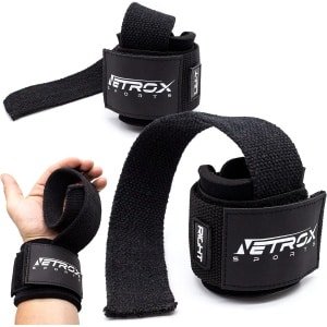 Netrox Sports® Professionele lifting straps met polsbandage voor bodybuilding, gewichtheffen, krachtsport, krachttraining en fitness, geschikt voor zware gewichten, heren en dames