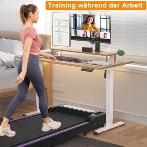 OKWISH Loopband Inklapbaar - 108 x 48 x 11,5 cm - Staal, Rubber En ABS - Zwart - Voor Thuis En Kantoor - Met Wielen