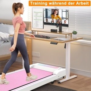 OKWISH Loopband Opvouwbaar - 108 x 48 x 11,5 cm - Staal Rubber ABS - Roze - Voor Thuis En Kantoor - Met Display