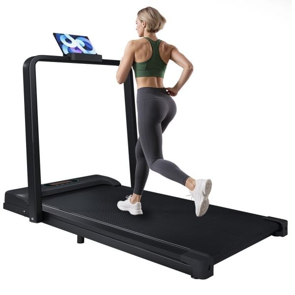 OKWISH Loopband Opvouwbaar - 119,5 x 54 x 105 cm - Metaal - Zwart - 2 In 1 Voor Thuis En Kantoor - Met Bluetooth