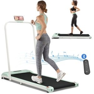 OKWISH Loopband - Opvouwbaar 2 In 1 - 119,5 x 54 x 105 cm - Metaal - Groen - Voor Thuis En Kantoor - Met Bluetooth