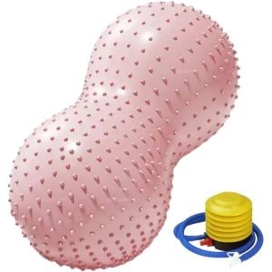 Oefenbal Aardnootvorm - Pilates Fitnessbal - Balans Krachttraining - Stabiele Ondersteuning - 45x90 cm - Roze