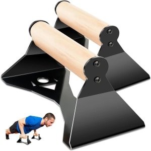 Opdrukbeugels Set - Push-up Stangen - Krachttraining Bovenlichaam - Ergonomisch Beukenhout - 250 kg Capaciteit - Zwart Kersenhout