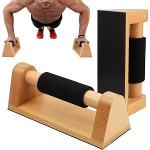 Opdrukstangen Hout - Push-up Bars Krachttraining - Bovenlichaam Trainen - Ergonomische Polsvriendelijke Greep - 26 x 13 x 13 cm