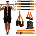 Optrekbanden Set - Weerstandsbanden Krachttraining - Spierversterking Thuis - Verstelbare Weerstand - Tot 136 kg - Oranje
