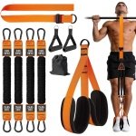 Optrekhulp Bandenset - Weerstandsbanden Fitness - Krachttraining Thuis - Verstelbare Banden - 8 Delige Set - Oranje