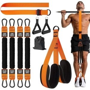 Optrekhulp Bandenset - Weerstandsbanden Fitness - Krachttraining Thuis - Verstelbare Banden - 8 Delige Set - Oranje