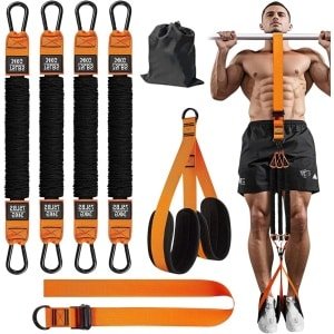 Optrekhulp Set - Hulpbanden Pull-up - Krachttraining Verbeteren - 4 Verstelbare Weerstandsbanden - 112 kg Trekkracht - Oranje