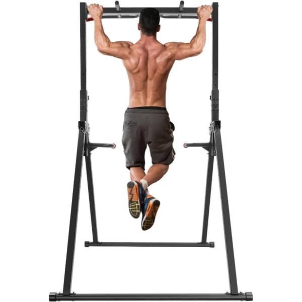 Optrekstang Power Tower - Dip Station Home Gym - Krachttraining Thuis - Opvouwbaar Ontwerp - Verstelbaar 1.75-2.3m - Zwart