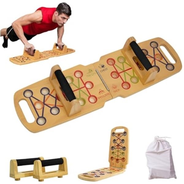 Opvouwbaar Houten Push Up Frame voor Krachttraining - Draagbare Fitnessapparatuur voor Thuis