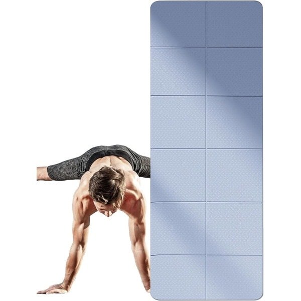 Opvouwbare Fitnessmat - Trainingsmat Pilatesmat - Rekken Cardio - Lichtgewicht Draagbaar - 183 x 61 cm - Blauw